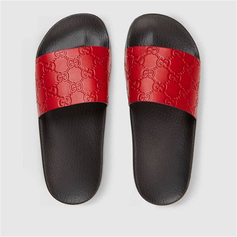 red guccie leather slides|affordable gucci slides.